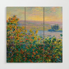 Claude Monet - Flower Beds at Vétheuil Wood Wall Art