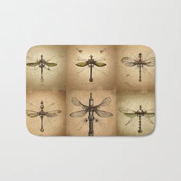 Steampunk Mechanical Dragonflies Bath Mat | Science, Occult, Gears, Victorian, Cool, Insects, Steampunk, Fantasy, Insect, Weird 