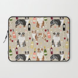 Australian Shepherd blue and red merle wine cocktails yappy hour pattern dog breed Laptop Sleeve