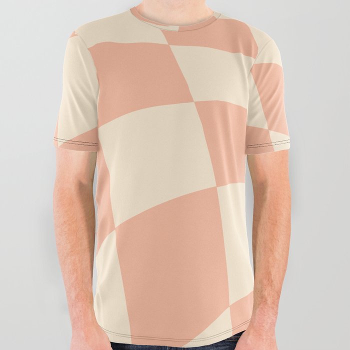 Sweet Peach Hippie Plaid All Over Graphic Tee