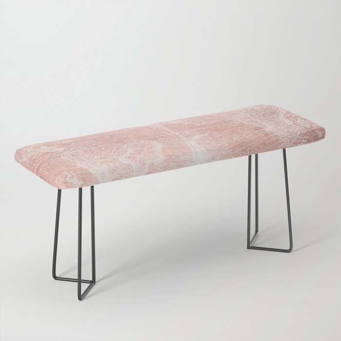 Antique World Map White Rose Gold Bench by Nature Magick Society6