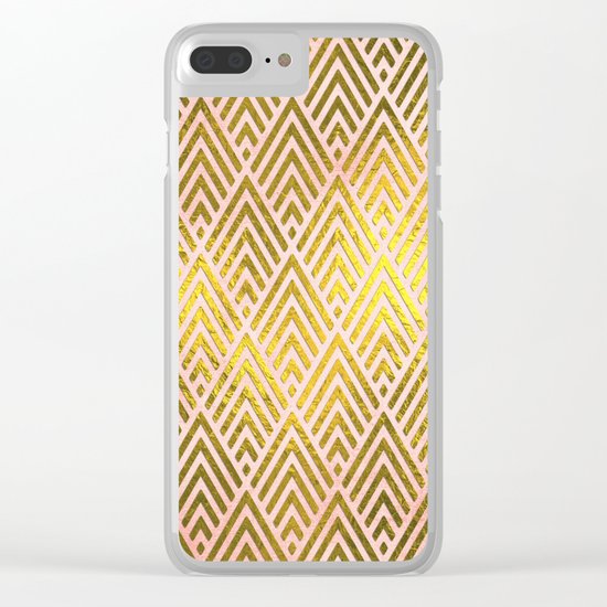 Gold foil triangles on pink - Elegant and luxury triangle pattern Clear iPhone Case