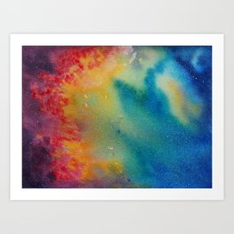 Fire and Ice Psychedelic Watercolour Galaxy Painting Art Print
