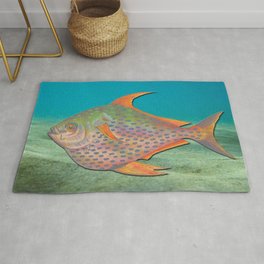 Vintage sketch of a colourful fish Rug