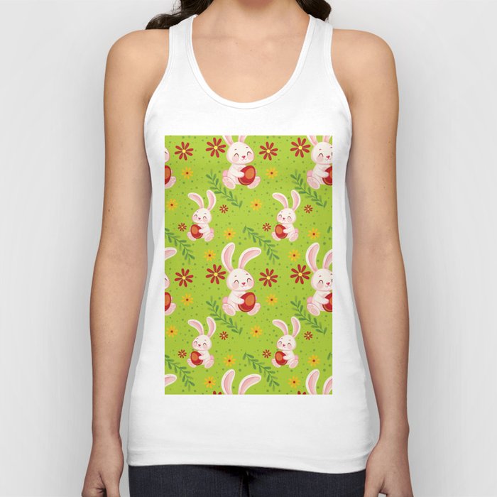 Happy Easter Pattern With Egg And Bunny Tank Top