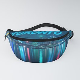 Toronto Canada Nighttime Skyline over Water Colored Fanny Pack