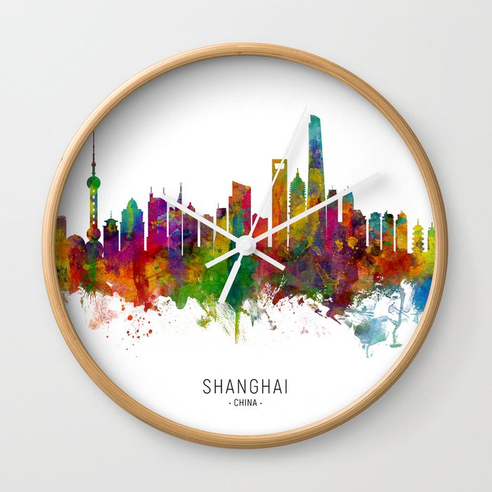 Shanghai China Skyline Wall Clock