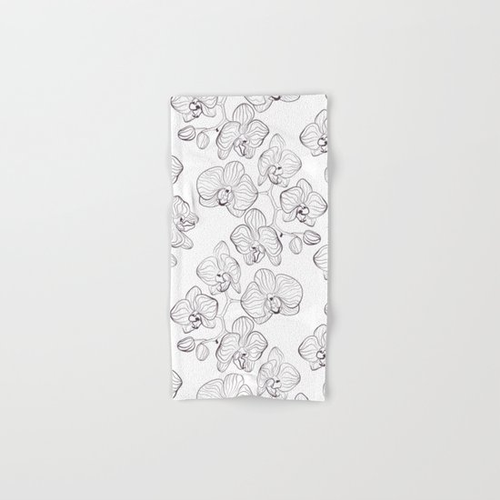 The White Orchid. Black and white pattern . Hand & Bath Towel