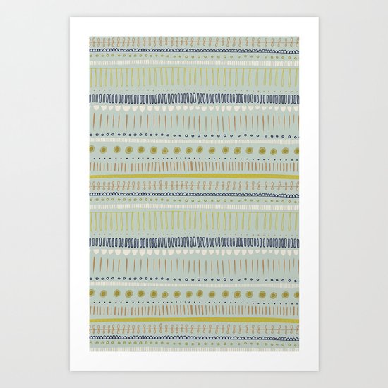 Teal & Green Pattern Art Print