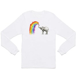 Baby Elephant Spraying Rainbow Long Sleeve T-shirt
