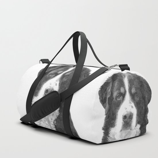 Black And White Bernese Mountain Dog Duffle Bag By Alemi Society6
