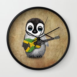 Baby Penguin Playing Jamaican Flag Guitar Wall Clock | Penguin, Penguinplayingjamaicanflagguitar, Jamaicanmusic, Jamaicanpride, Cutepenguin, Flagofjamaica, Babypenguin, Music, Jamaicanguitar, Vintage 