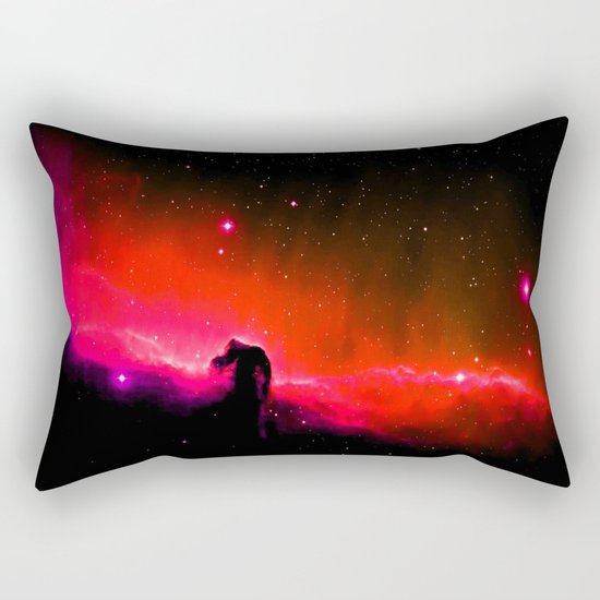 Horsehead NebULa : Coral Red Pink Rectangular Pillow