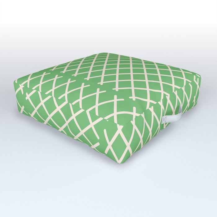 Pastel Green Cross-Hatch Patch Pattern  Outdoor Floor Cushion