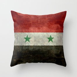 Syrian national flag, vintage Throw Pillow