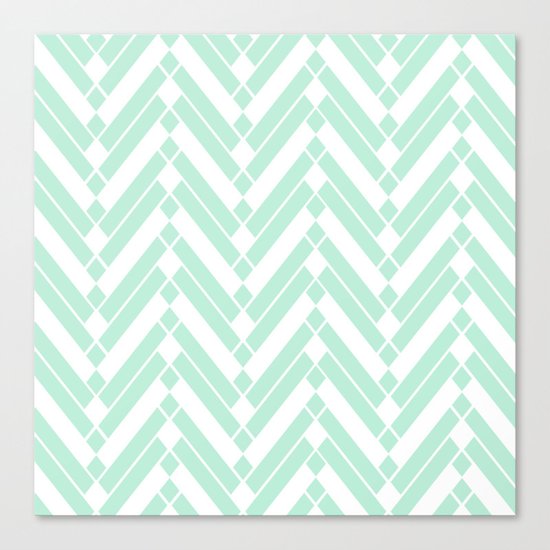 Chevron Herringbone ZigZag pattern - light mint green #Society6 Canvas Print