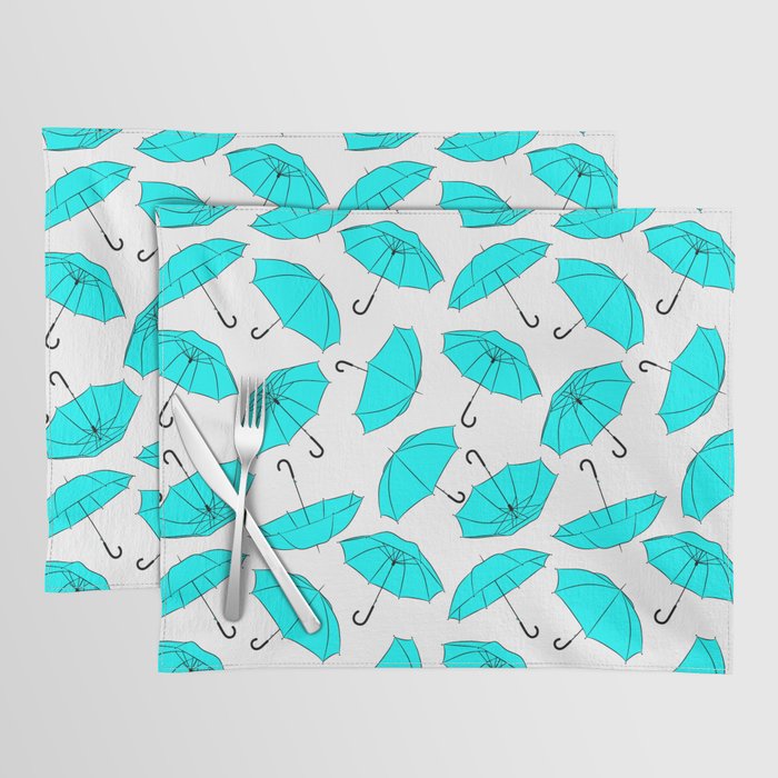 Aqua Blue Umbrella pattern Placemat