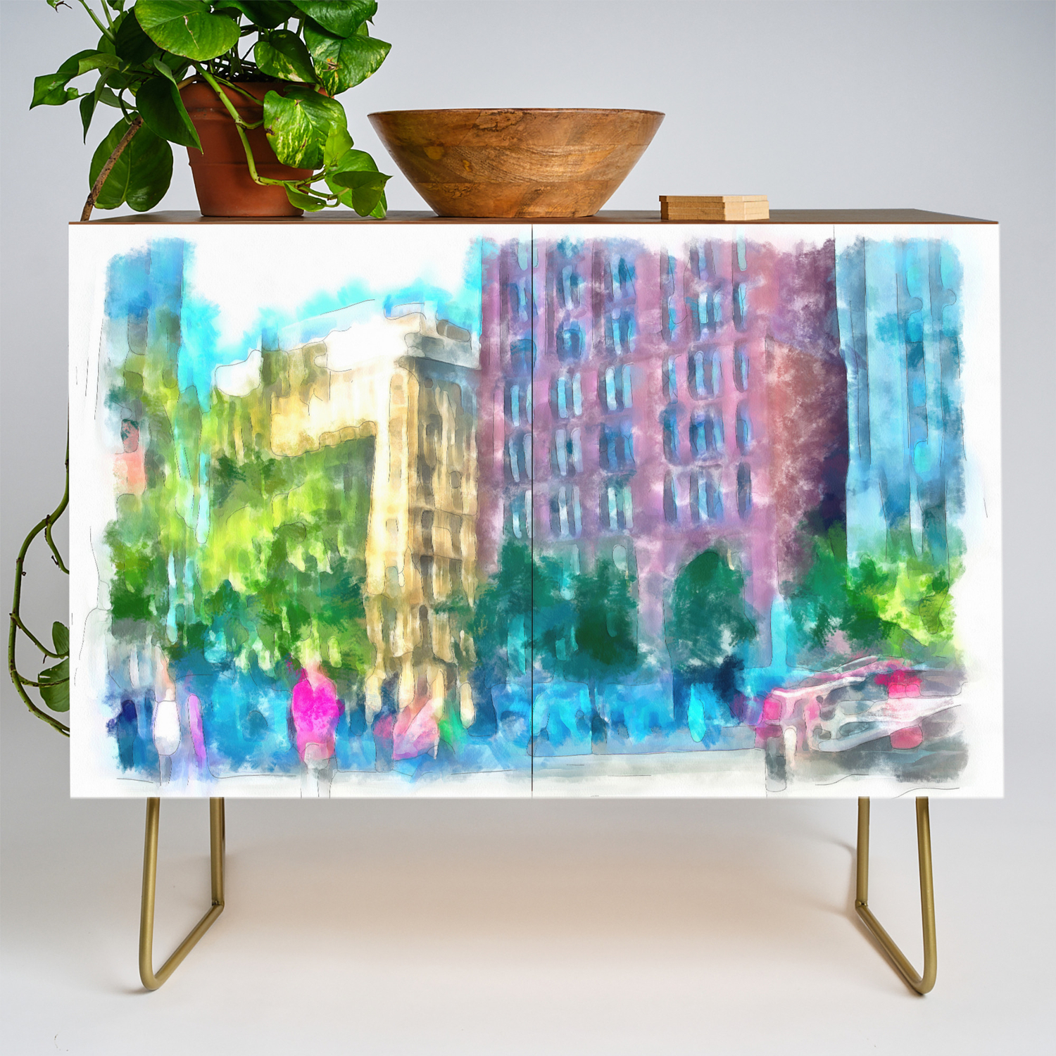 Urban Collection Abstract City Lifestyle Vintage Watercolor