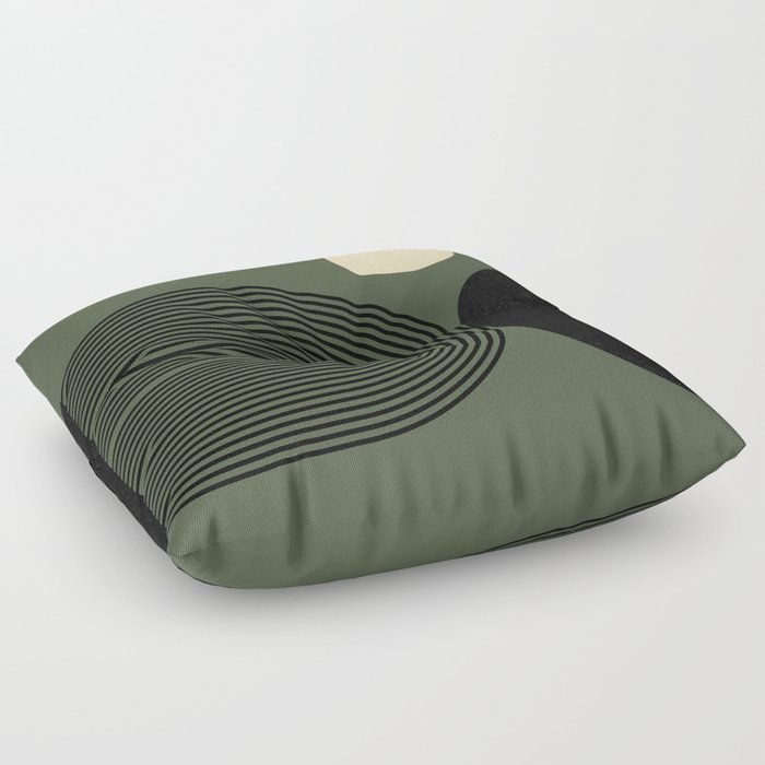 Abstraction_NEW_SUN_MOON_GREEN_BALANCE_LINE_POP_ART_0727AA Floor Pillow