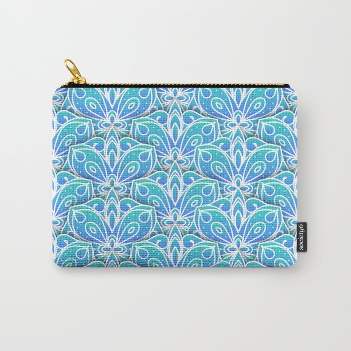 Decorative Layers of Blue Flowers Carry-All Pouch