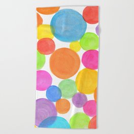 Rainbow coloured watercolour confetti Beach Towel