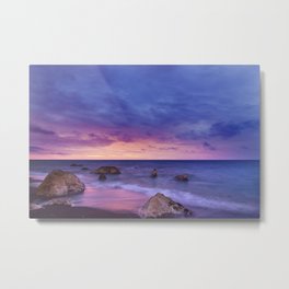 Ocean Beach Dusk Sunset Photography Metal Print | Beautiful, Purple, Nature, Seashore, Sand, Sky, Stunning, Dawn, Ocean, Awesome 
