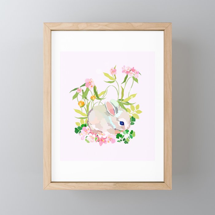 springtime bunny Framed Mini Art Print