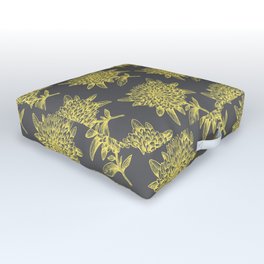 Elegant Flowers Floral Nature Gray Grey Yellow Outdoor Floor Cushion