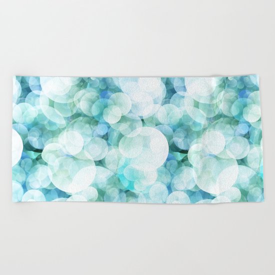 Aqua blue circles dots polkadots bokeh pattern on #Society6 Beach Towel