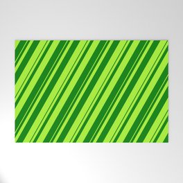 [ Thumbnail: Light Green & Green Colored Striped Pattern Welcome Mat ]