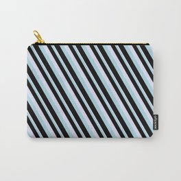 [ Thumbnail: Lavender, Light Blue, and Black Colored Lined Pattern Carry-All Pouch ]