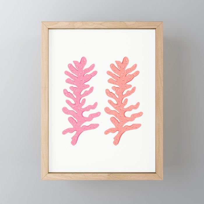 pink and coral Framed Mini Art Print