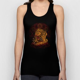 Scary Lion Horror Drawing Unisex Tank Top