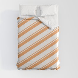 [ Thumbnail: Brown & White Colored Lines/Stripes Pattern Duvet Cover ]