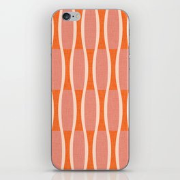Retro Tiki Pin Stripes 327 Orange Pink and Beige iPhone Skin