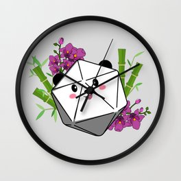 D20 Panda Flowers Wall Clock