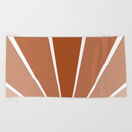 Ombre Geometric Rays Pattern (burnt orange/white) Beach Towel