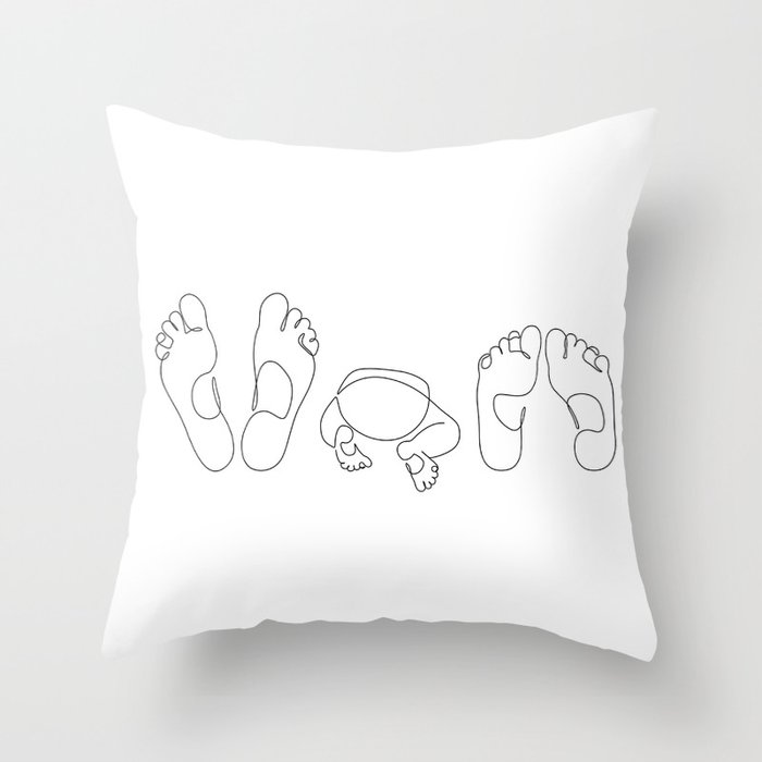 Family Feet / drawing of parents and baby Throw Pillow