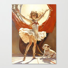 Little ballerina and her dog Canvas Print