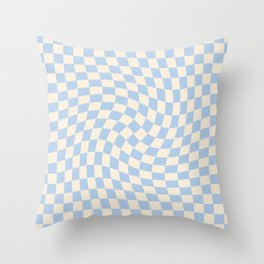 Check II - Baby Blue Twist — Checkerboard Print Throw Pillow