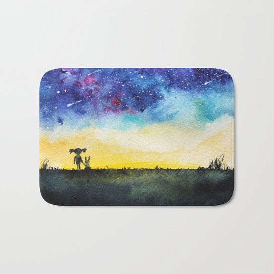 Making wishes on a shooting star Bath Mat