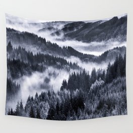 Misty Forest Mountains Wall Tapestry