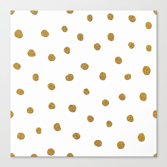 Golden touch II - Gold glitter polkadots Canvas Print