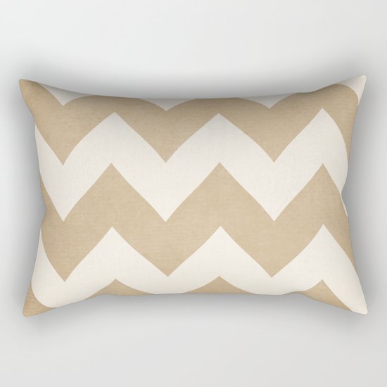 Biscotti & Vanilla - Beige Chevron Rectangular Pillow