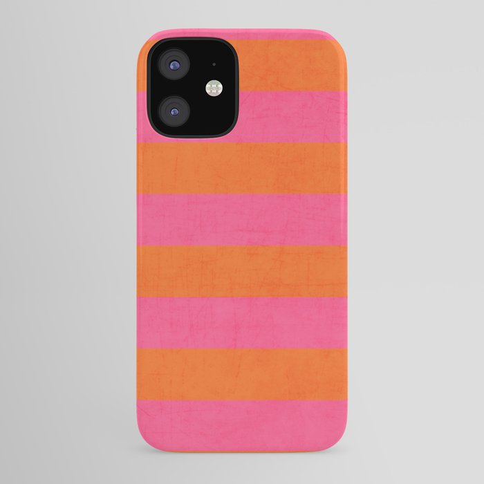 hot pink and orange stripes iPhone Case