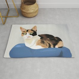 The Calico Cat Rug | Calicocat, Cat, Rescue, Watercolour, Feline, Tri Color, Cateyes, Fineart, Watercolor, Resting 