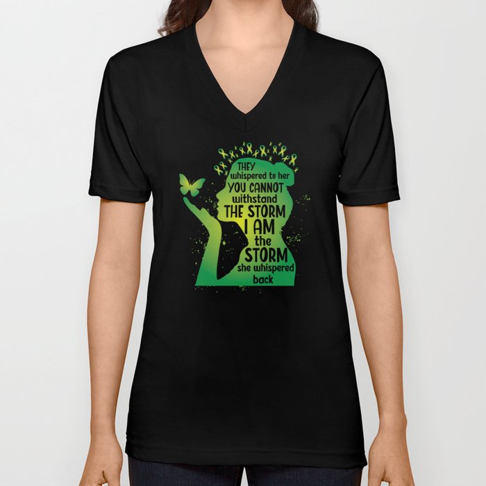 Mental Health Green Ribbon Butterfly V Neck T Shirt
