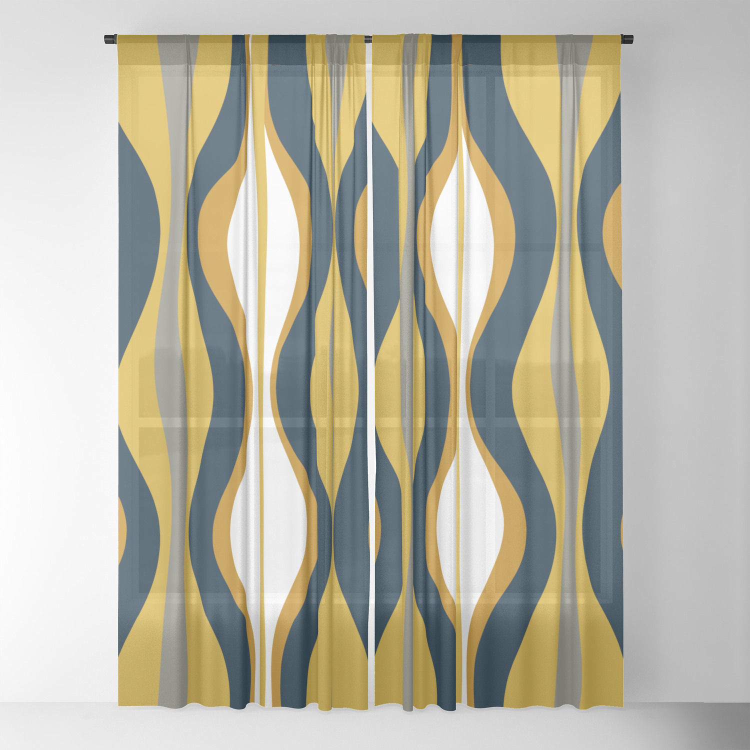 Hourglass Abstract Mid Century Modern Retro Pattern In Mustard Yellow Navy Blue Grey And White Sheer Curtain By Kierkegaart Society6 Our curtains collection contains a beautiful range of fabrics orla kiely curtains are fun and modern, taking inspiration from retro elements. society6