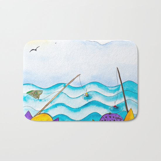 Cats fishing Bath Mat