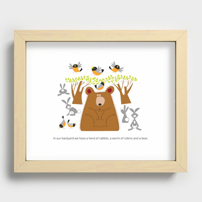There's A Bear In Our Backyard Recessed Framed Print